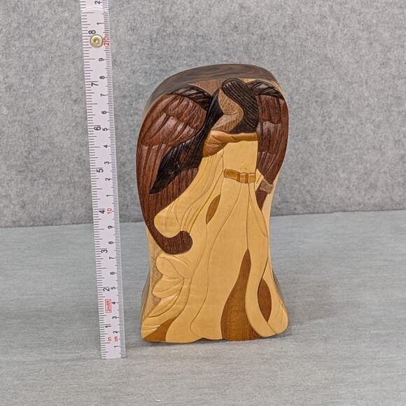 Carver Dan's Handmade Wood Angel Puzzle Jewelry Trinket Box Made in Vietnam - Picture 12 of 13